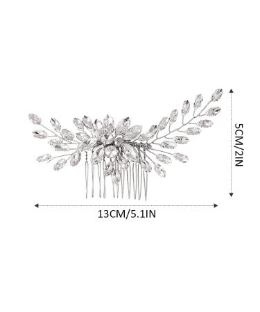 Handcess Bridal Wedding Crystal Hair Combs | Silver Leaves Rhinestone Headpiece & Hair Accessories for Women & Girls - Buy Online on GoSupps.com