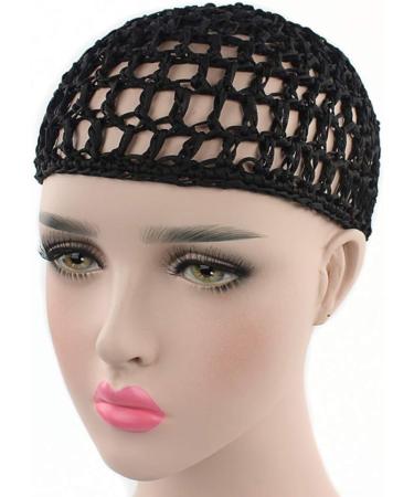 Handmade Women's Mesh Crochet Hair Net in Black - Sleep Cap Head Scarf Bonnet Snood Cover - Buy Online on GoSupps.com