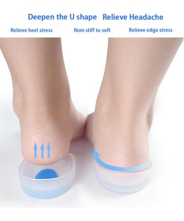 3 Pair Gel Heel Cups Plantar Fasciitis Inserts - Silicone Gel Pads for Heel Pain, Bone Spur & Achilles Pain, Cushions and Shock Absorbing Support - Buy Online on GoSupps.com