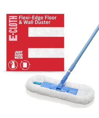 E-Cloth Flexi-Edge Floor & Wall Duster, Reusable Dusting Mop for Floor Cleaning, Floor Cleaner Ideal for Harword, Tile, Laminate and Other Hard Surfaces, 100 Wash Guarantee, 1 Pack Blue and Silver Old Version