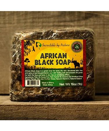 Incredible BY NATURE African Black Soap - 1lb Raw Organic Face & Body Wash - Buy Online on GoSupps.com