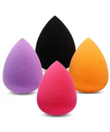 Makeup Sponge Blender Set of 4 - Non Latex Soft Multi-colored Foundation Blending Sponges for Cream Powder and Liqui