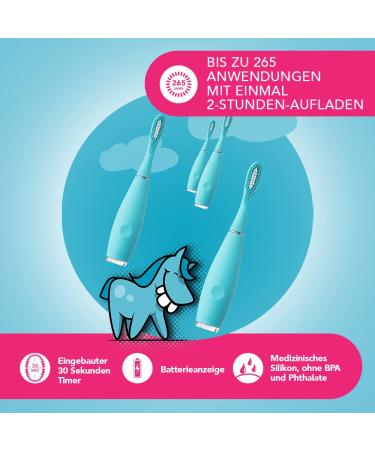 Foreo Issa Kids Ultrahygienic Silicone Electric Toothbrush - Safe Oral Care for Children 5-12 | Waterproof USB Charging True Blue Pony - Buy Online on GoSupps.com