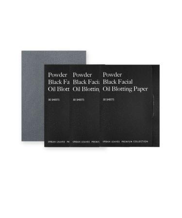 URBAN LEAVES Premium Collection Oil Control Paper  Blotting Paper  Absorbing Sheets for Oily Skin Care (size 3.5 x 2.4) Made in Korea (Powder Black)