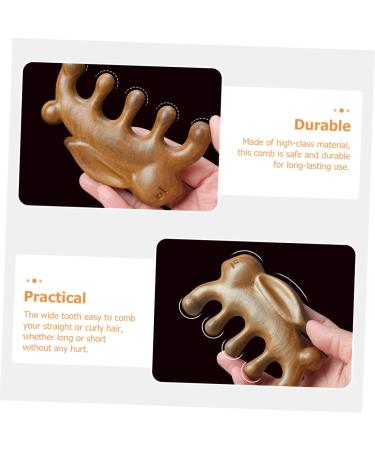 Frcolor Green Sandalwood Massage Comb - 5-Sty Wooden Scalp Massager for Women | Portable Meridian Cams - Buy Online on GoSupps.com