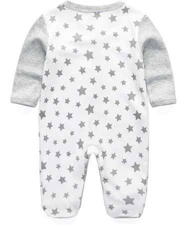 MAMIMAKA Baby Rompers Pajamas Cotton Jumpsuit | Long Sleeve Footed Bodysuit 6-9 Months Grey - Buy Online on GoSupps.com