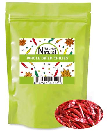 Dried Sichuan Chili Peppers Whole 4 Ounces, Mild, Used in Mexican, Chinese, Thai Dishes, Premium Szechuan Dried Red Chilies for Chili Oil, Paste, and Sauce Mild Hot 4 Ounce (Pack of 1)