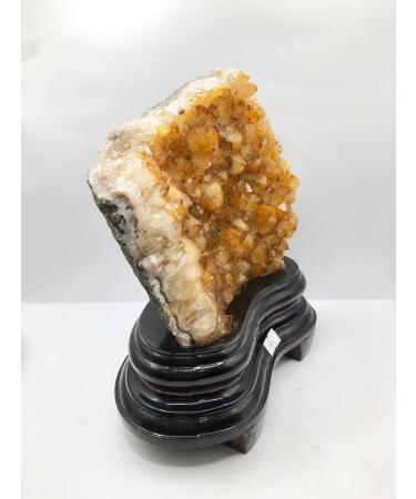 NATURAL MARBLE SHOP Natural Citrine Crystal Cluster Geode Healing Stone with Wooden Stand Honey Citrine Quartz Cluster Raw Citrine Cluster for Mediation and Reiki (6 lb) - Buy Online on GoSupps.com