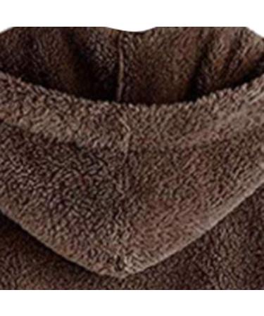 Bigfanshu Womens Sweaters Solid Fleece Asymmetrical Button Hem Plus Size Hoodie Top Sweater Blouse Coffee - Buy Online on GoSupps.com