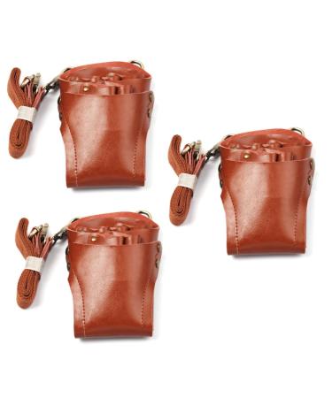Frcolor 3st hairdresser waist holder hairdressing bag Tool bag for hairstyling make-up belt pocket scissor holder Tool holder Belt pocket multifunction school bags mediumx3pcs brownx3st