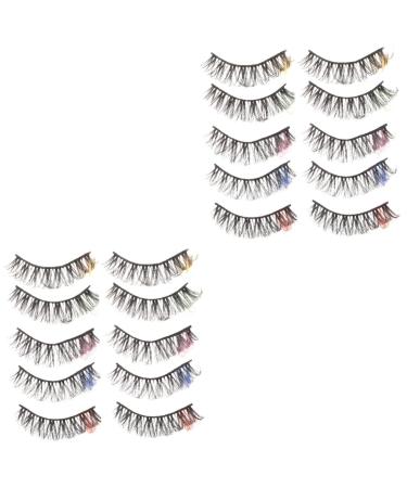 Beaupretty 20 Pairs Color Five Pairs of Eyelashes Women Eyelashes Extensions Festival Colored Lashes Pesta as Postizas Fluffy Eye Lashes Colored Strip Lashes Imitation Assorted Extend