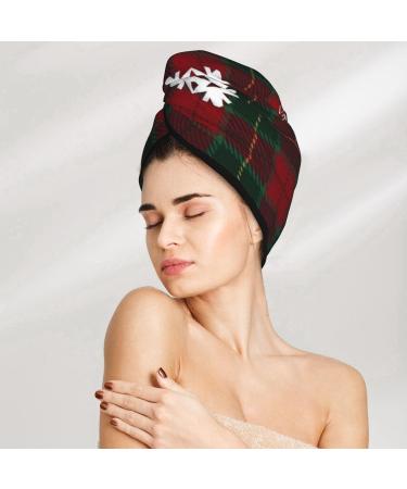 Microfiber Hair Drying Cap - Soft Red & Green Flannel Snowflake Towel Wrap for Quick Drying Curly Long & Thick Hair - Buy Online on GoSupps.com