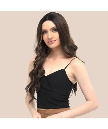 Fine Long Corrugated Brown Blonde Wig for Women | Medium Part Curly Wavy Synthetic Hair - 65 cm Perfect for Daily Wear & Parties - Buy Online on GoSupps.com