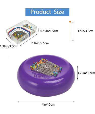 Dolstar Magnetic Pin Cushion with 100 Plastic Head Pins - Purple | Sewing Quilting Magnetic Pins Holder - Buy Online on GoSupps.com