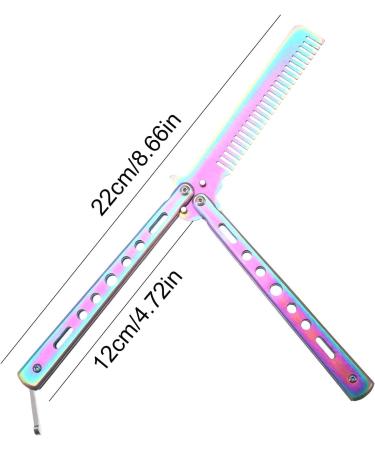 Rainbow Butterfly Pocket Comb - Metal Training Comb for Hair & Beard | Salon Beauty Tool - Buy Online on GoSupps.com