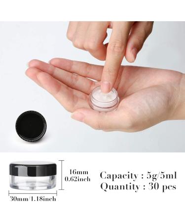 30 Pcs Empty Sample Pots 5g / 5ml Plastic Travel Cosmetic Container Jars with Lids for Creams Sample Make-Up Storage (Black) - Buy Online on GoSupps.com