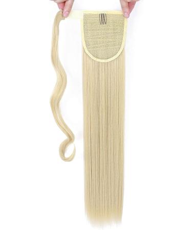 Ponytail Extension Wrap Around Long Straight Curly Clip in Ponytail Hair Extensions for Women Brown Black Blonde Hairpiece 23"-Straight Bleach Blonde - Buy Online on GoSupps.com