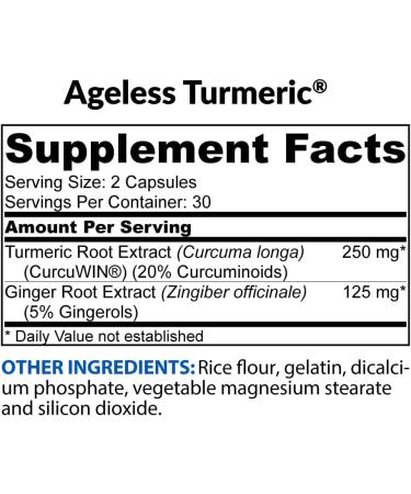 BioTrust Ageless Turmeric: CurcuWIN Extract for 46x Bioavailability - Long Lasting Curcumin with Ginger for Inflammation & Antioxidant Support - 60 Capsules - Buy Online on GoSupps.com