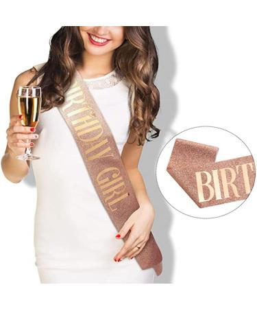 Birthday Sash Rhinestone Fantasy Glitter Pink Birthday Girl Sash Set Birthday Crown Happy Fun Birthday Gifts Tiara Decorations Headband Headpiece for Women Girls Tiara Kit - Buy Online on GoSupps.com