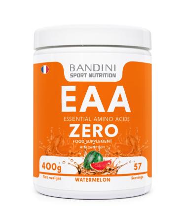 Bandini® EAA ZERO Powder | Essential Amino Acids 400g Powder | Vegan Sugar Free Supplement | Optimal Intake of 9 Amino Acids | Powerful Pre Workout | Vegan Drink with Watermelon Flavor