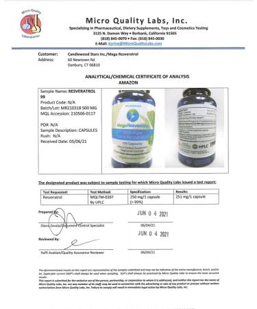 Mega Resveratrol 99% Pure Pharmaceutical Grade Trans-Resveratrol 120 Capsules - 250mg | Certified Purity, No Toxic Inactive Ingredients - Buy Online on GoSupps.com