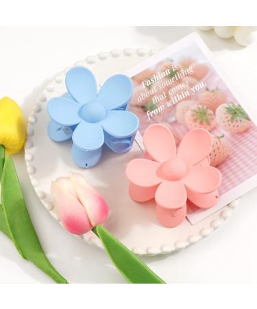 MiDoDo Hawaiian Flower Hair Clips for Women 4 Pack Flower Hair Claw Clips Plumeria Claw Clips for Thin Hair Large Claw Clips for Thick Hair Beach Tropical Hair Accessories for Girls Blue Pink - Buy Online on GoSupps.com