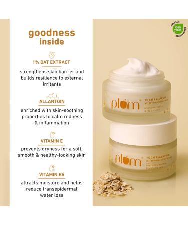 Plum Oat & Allantoin All-Day Nourishing Cream - 100% Vegan Skin Moisturizer with Vitamin E & B5 | Soothes & Strengthens Skin Barrier - 50G - Buy Online on GoSupps.com