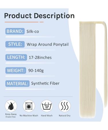 Silky Straight Clip in Ponytail Hair Extension 28 Inch - Heat-Resistant Fiber - Bleach Blond - Women's Wrap Around Pony Tail - Buy Online on GoSupps.com