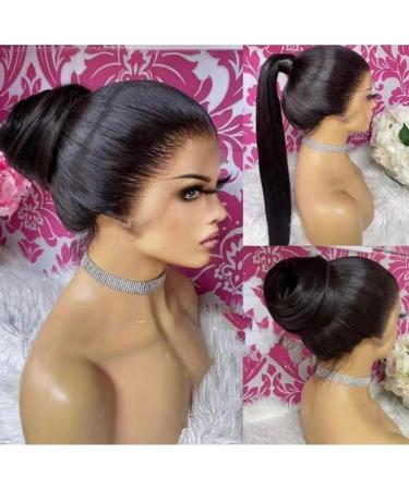 360 Lace Front Wigs Human Hair for Black Women Glueless Brazilian Long Straight with Baby Hair 360 Full Lace Human Hair Wigs Natural Black Color Pre Plucked Hairline Bleached Knots 180% Density by YOKADA HAIR (20 inch, 360…