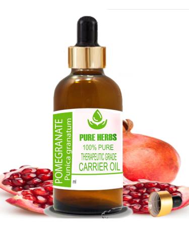 Pure Herbs Pomegranate Oil (Punica granatum) Pure & Natural Therapeutic Grade Carrier Oils with Dropper 30ml