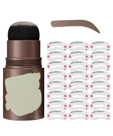 Eyebrow Stamp Stencil Kit (Brown Black)  Eyebrow Stamp Pomade with 24 Reusable Thin & Thick Brow Stencils  Eyebrow Stencils Shaping Kit Definer