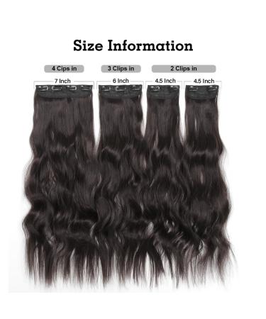 Yddm 24-Inch Dark Brown Wavy Clip-In Hair Extensions | Realistic Synthetic Hair | 4pcs Full Head | Affordable & Easy to Use - Buy Online on GoSupps.com