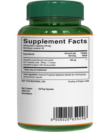 Pure Nutrition Boswellia Serrata Extract 600mg | 65% Boswellic Acids | Joint Health Support | Non GMO | 120 Veg Capsules | 60 Days Supply - Buy Online on GoSupps.com