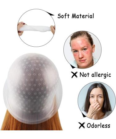 Dadabig 2 Sets Hair Dyeing Highlighting Cap Silicone Highlighting Cap Professional Reusable Salon Hair Coloring Hat with 2 Metal Hooks and 100 Gloves for Dyeing Hair - Buy Online on GoSupps.com