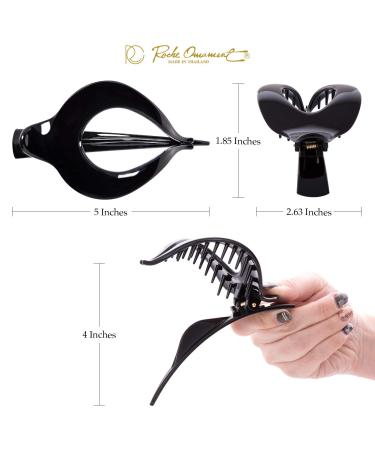 RC ROCHE ORNAMENT 6 Pcs Women's Vintage Elegant Chic Plastic Hair Clutcher Clips - Large Black (Pack of 6) - Buy Online on GoSupps.com
