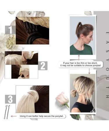 Easyouth 12-Inch Clip-In Ponytail Extension - Real Hair Ash Brown & Platinum Blonde Mix #8P60 - 70g Wrap Around - Buy Online on GoSupps.com