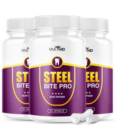Steel Bite Pro for Teeth and Gum Repair - Official Formula - Dental Probiotic Tooth Repair with Oral Probiotics for Teeth and Gums - Steel Bite Pro Supplement - Stealbite Pro Reviews (3 Pack)