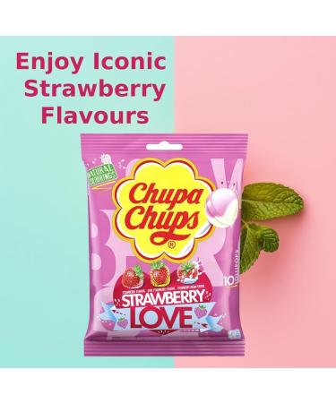 Chupa Chups Strawberry Love Lollipops Bulk Sweets for Party Bags 3 Assorted Flavour Lollies Sweet Bulk Pink Lollypops Mix for Sweet Sharing Chupa Chup Party Sweet Lolly 3x10 pack + Cheeroo Magnet - Buy Online on GoSupps.com