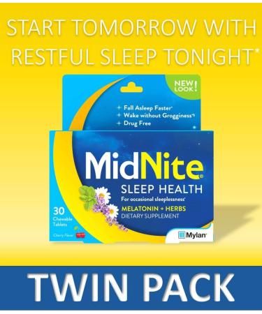MidNite Natural Sleep Supplement 30 Count Chewable Cherry-Flavored Tablets Natural Non-Habit Forming Sleep Aid Melatonin Supplement - Twin Pack - Buy Online on GoSupps.com