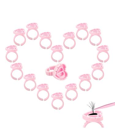100PCS Disposable Glue Rings for Eyelash Extensions - Heart-Shaped Lash Fan Blossom Supplies - Pink - Buy Online on GoSupps.com