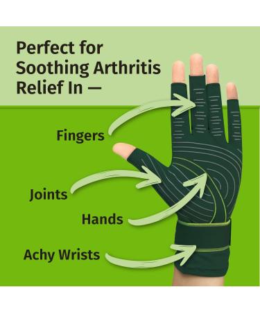 Hempvana Green Relief Arthritis Gloves | As Seen On TV | Advanced Compression for Pain & Swelling Relief | Adjustable Wrist Strap | Non-Slip Grip | L/XL (1 Pair) - Buy Online on GoSupps.com