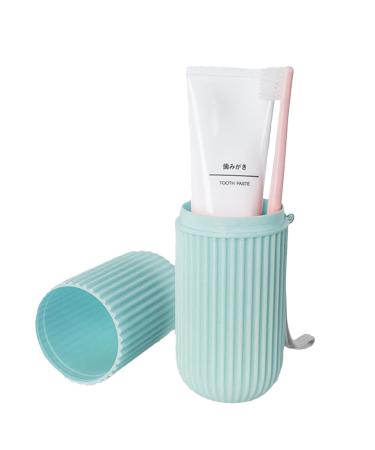 Toothbrush holder travel case travel toothbrush holder |Dustproof portable toothbrush holder with cover-multifunctional travel toothbrush mug organizer for home travel business camping blue