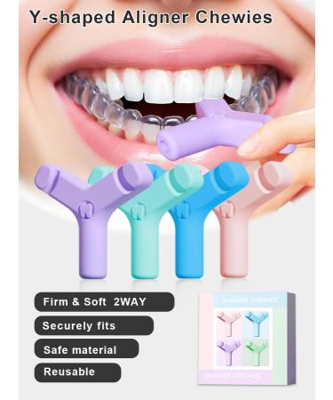 Chewies for Invisalign Aligners | Y-Shaped Retainer Chewies - Firm & Soft 2Way 4 Color Set for Optimal Comfort - Buy Online on GoSupps.com