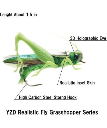 YZD Realistic Fly Grasshopper Series - Large Green 4pcs | High-Quality Fishing Lures - Buy Online on GoSupps.com