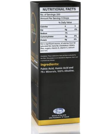Trace Mineral Drops (200 Servings)(Flavorless) 74 Trace Minerals from Pure Humic & Pure Fulvic Acid Concentrated Plant-Based Supplement with Electrolytes Alkaline pH by Fulvika Black - Buy Online on GoSupps.com