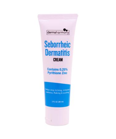 Dermaharmony Seborrheic Dermatitis Cream 3 fl oz  (1 Tube) - Relieves Skin and/or Scalp itching Irritation Redness flaking and Scaling Due to seborrheic Dermatitis