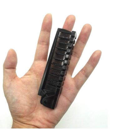 PUTYSUUN Folding Travel Comb Brush Combo - Portable Fine Tooth Comb and Wide Tooth Brush for Men, Women, Kids - Beard and Mustache Grooming - Antistatic Black - Buy Online on GoSupps.com