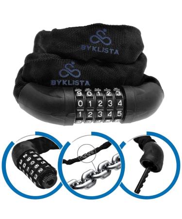 Byklista Premium bicycle lock Number lock Bicycle Castle + eBook - Bicycle lock High safety - chain lock bike hardened steel - Bike lock bicycle locks (6mm / 100cm - black) 6mm / 100cm - black - Buy Online on GoSupps.com