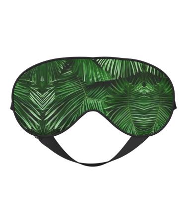 FoRes Cute green palm leaves Print Adult Unisex Sleep Eye Mask Light Blocking Adjustable Smooth for Deep Rest Black