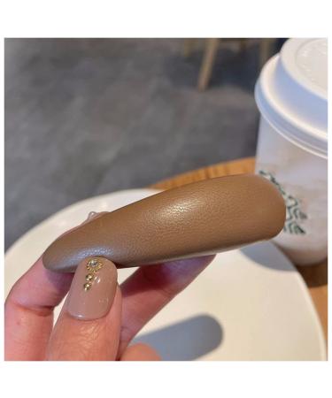 Hair Clips PU Leather Hair Clip Sponge Padded Barrette Solid Thick Hairpin Women Hair Snap Korean Style Headwear Blue Hair Clips (Size : Khaki 2)